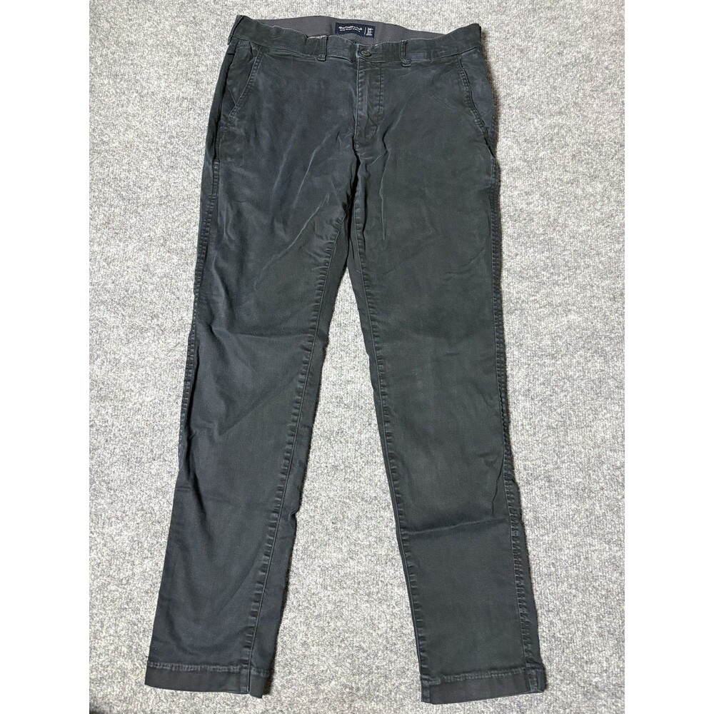 Abercrombie & Fitch Chino Pants Mens 34x32 Black Super Skinny Fit Stretch Casual
